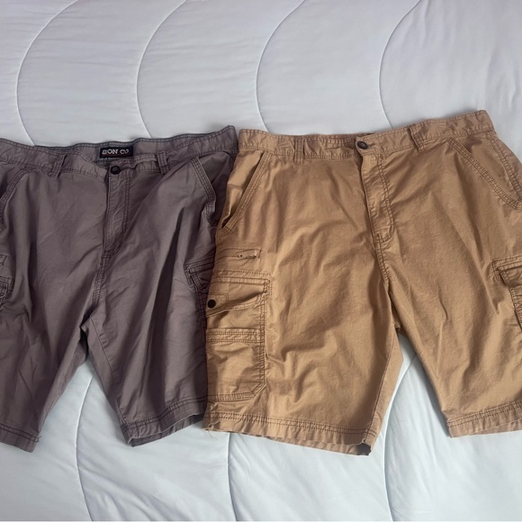 Iron Co Other - 2 $12 EUC Cargo Shorts 1 khaki and 1 gray Size 40 98% cotton 2% spandex